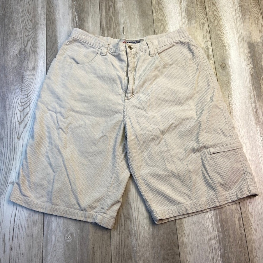 Vintage Anchor Blue Shorts Mens Size 36 White Wale Corduroy Baggy Surf 90s Y2K *